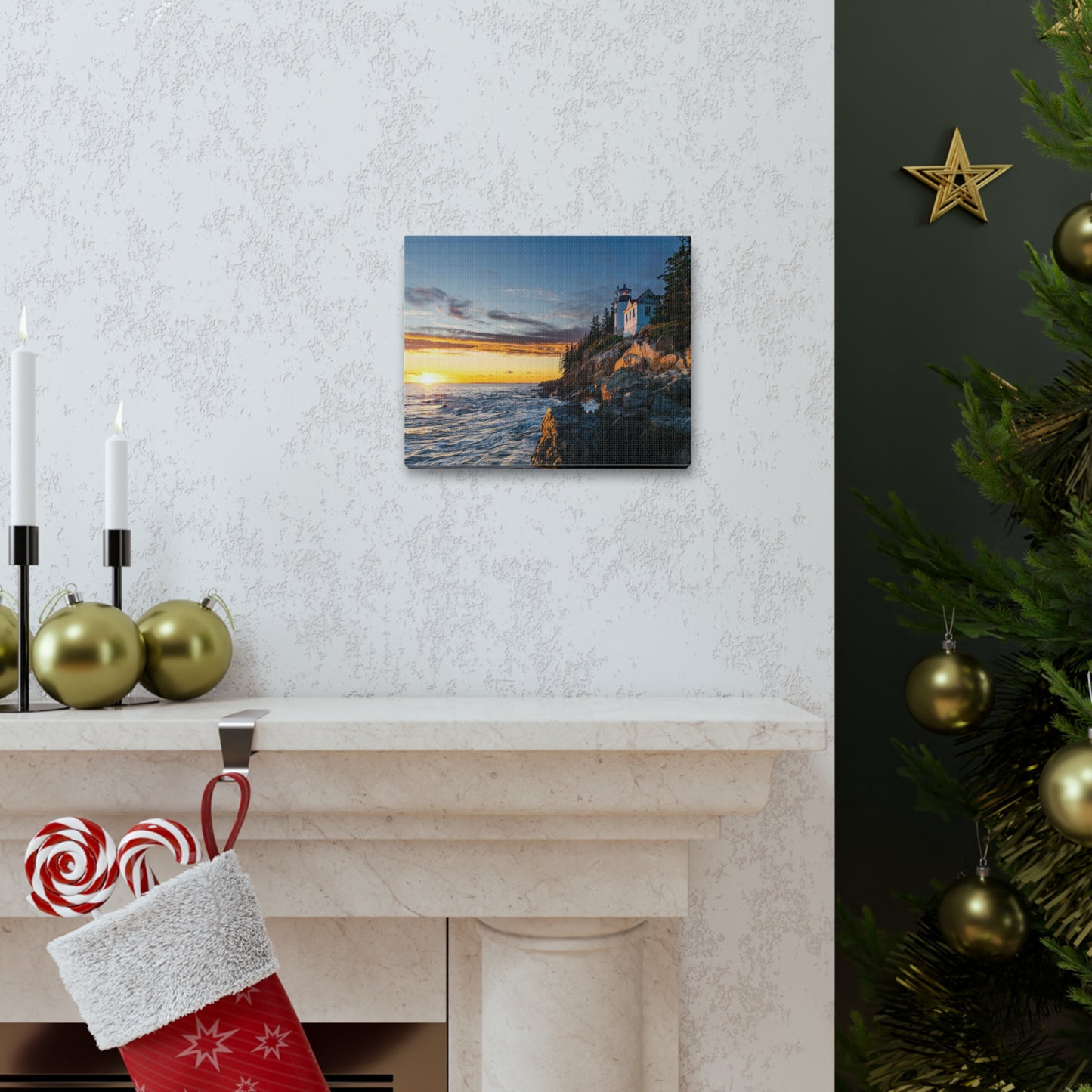 Beacon Upon the Rocks-Canvas Gallery Wraps