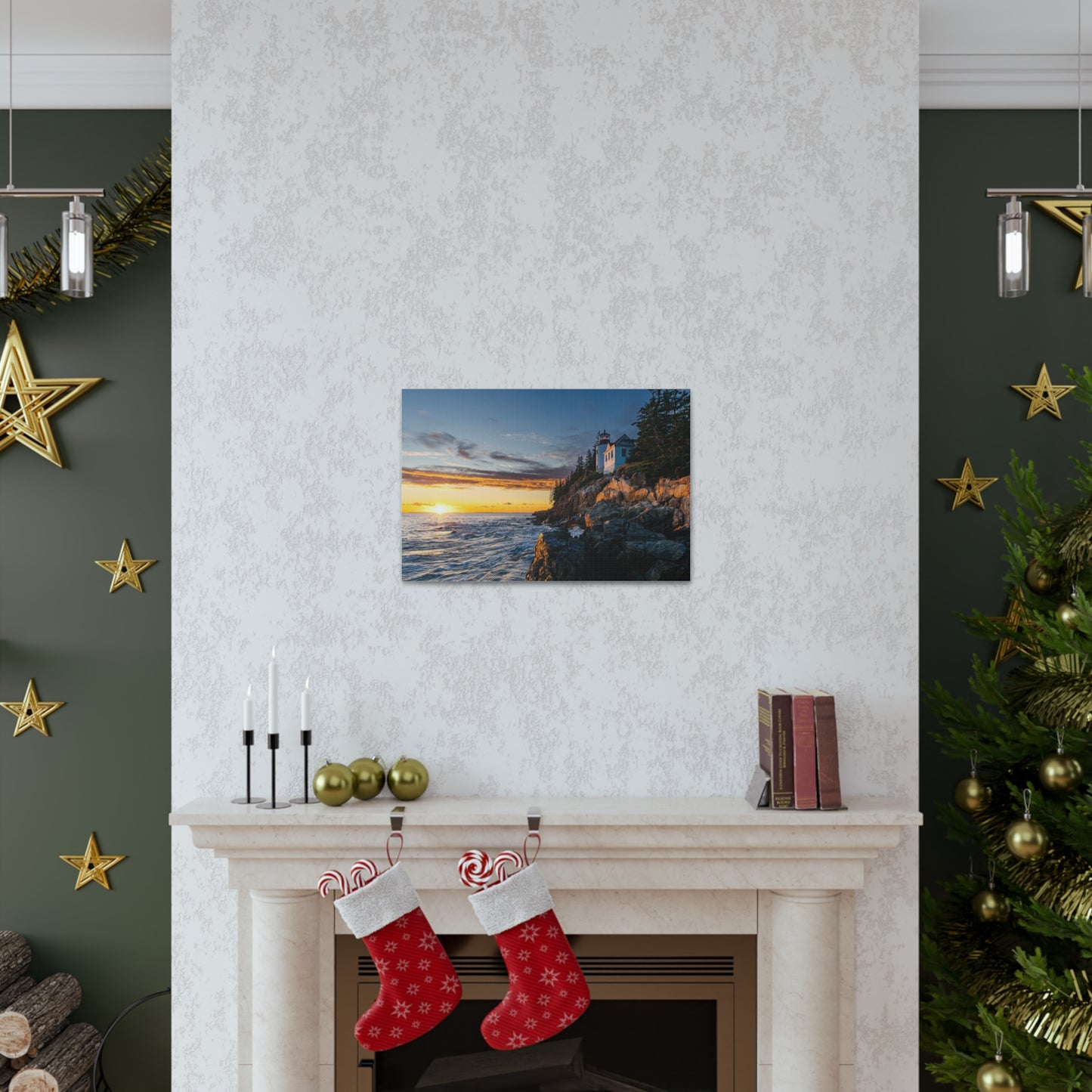 Beacon Upon the Rocks-Canvas Gallery Wraps