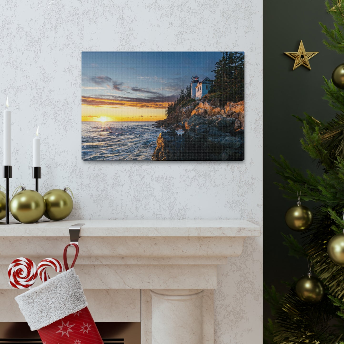 Beacon Upon the Rocks-Canvas Gallery Wraps