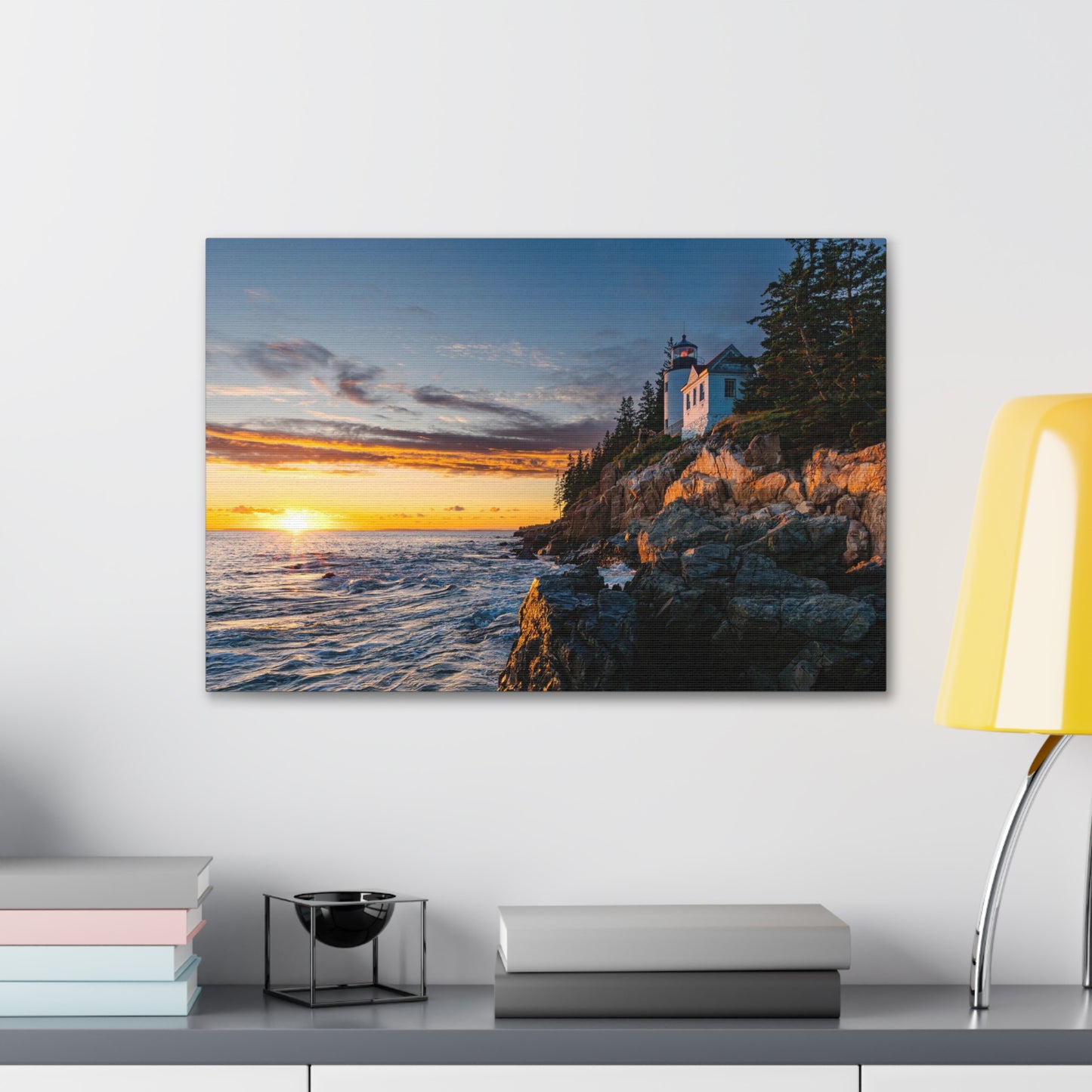 Beacon Upon the Rocks-Canvas Gallery Wraps