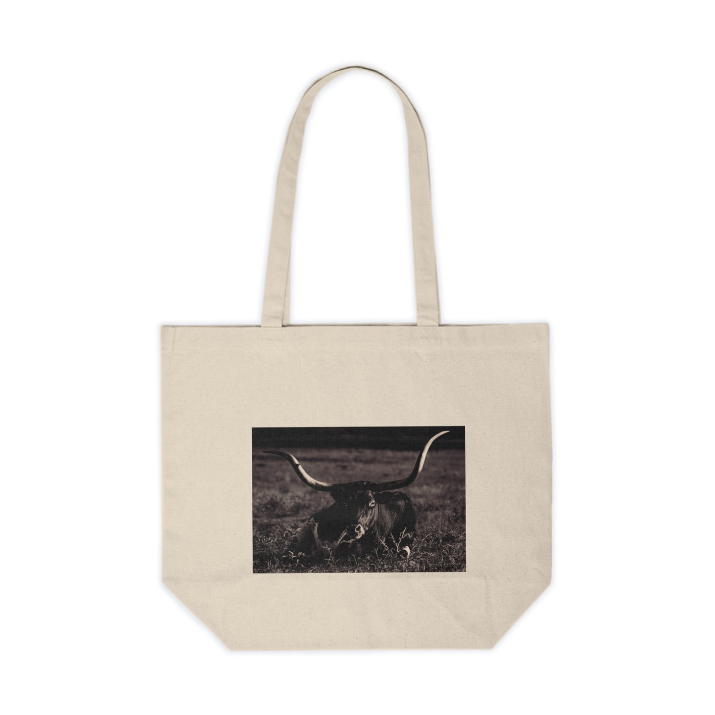 Longhorn at Rest Canvas Shopping Tote