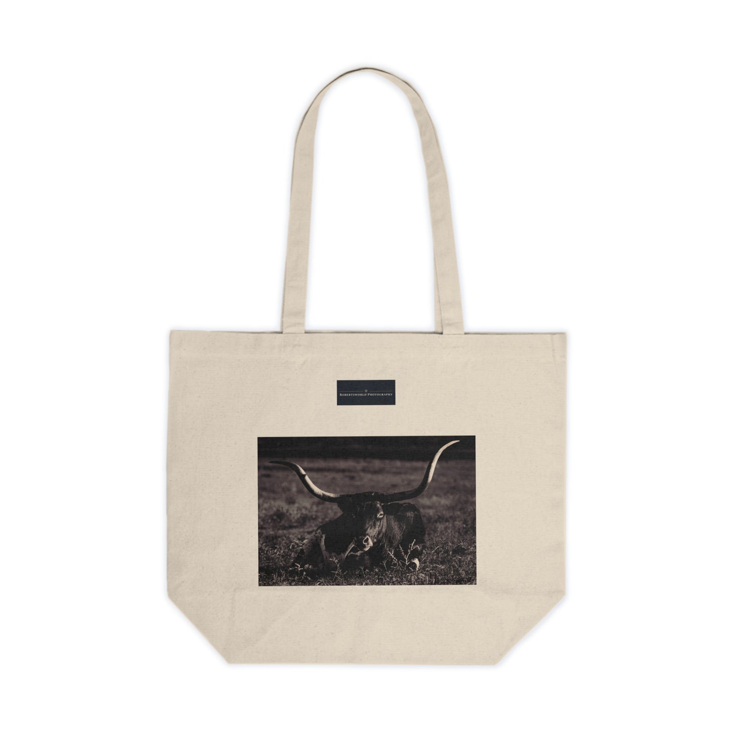 Longhorn at Rest Canvas Shopping Tote